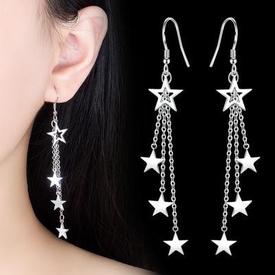 Elegant Pentagram Tassel Earrings Earrings Shiny Star Mid-Length Earrings for Women