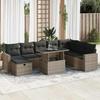 VidaXL Garden Lounge Set 9 Pcs with Grey Cushions Wicker 3327840
