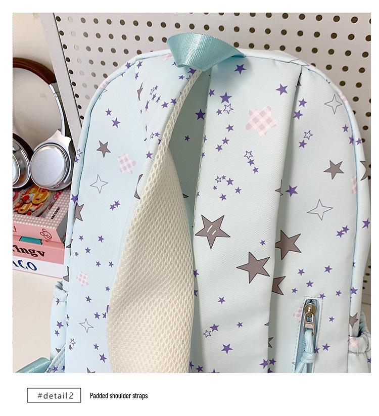 Women's Large Capacity Star Backpack - Lightweight, Cute, and Simple for Primary To High School Students