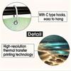 Radiant Luminous Beach Night Glow Oasis Bathroom Set - Waterproof Shower Curtain, Toilet Lid Cover, Bath Mat, And Contour Mat