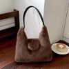 Yogodlns Soft Plush Women's Small Handbags Simple Faux Fur Female Fluffy Clutch Purse Winter Fashion Furry Tote Solid Color Shoulder Bags