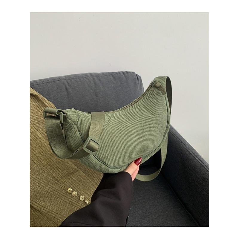 Japanese Single Dumpling Bag Corduroy Autumn and Winter New Women's Shoulder Bag Men's Satchel Underarm Bag Lightweight