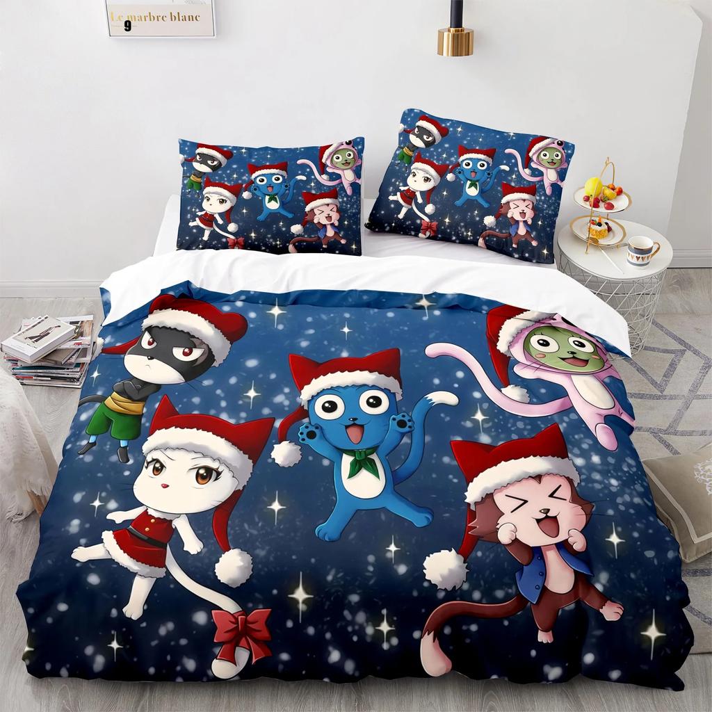 Nuevo Juego de Cama Fairy Tail Anime Japonés Niños Niñas Regalo Decoración de Dormitorio Tamaño Individual Twin Completo Queen Textil para el Hogar Dropshipping