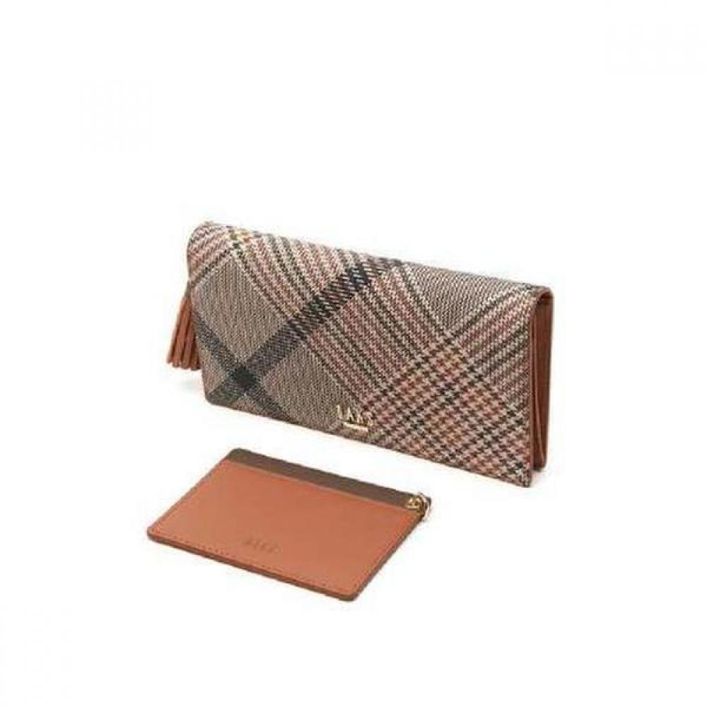 Daks Brown Check Pattern Long Wallet Tassel Dcwa3e322w2
