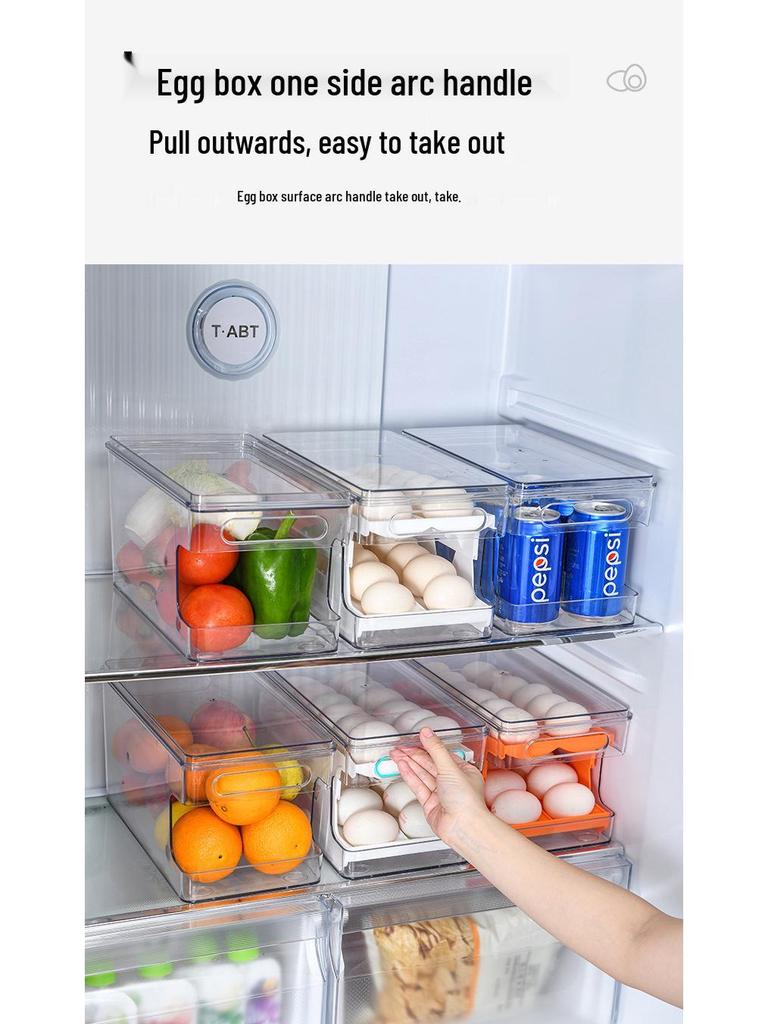 Stackable Double-Layer Slide-Out Egg Storage Box - Transparent, Shockproof, Quick-Freeze Refrigerator Organizer
