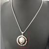 Round AAA CZ Lion Head Pendant Necklace,Silver Plated Animal Male Lion Stainless Steel Men Women Jewelry With Chain