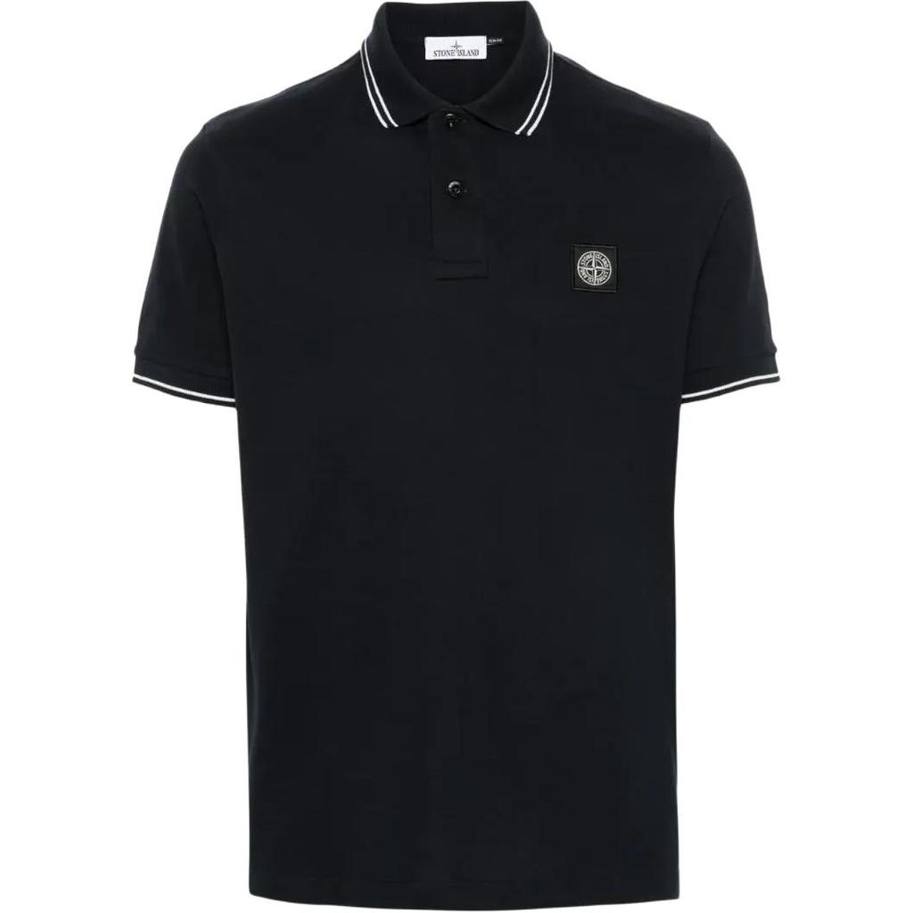 Stone Island Compass Pattern Striped Button Short Sleeve Polo Shirt Men polo shirts L1S152200010S0018-V0020