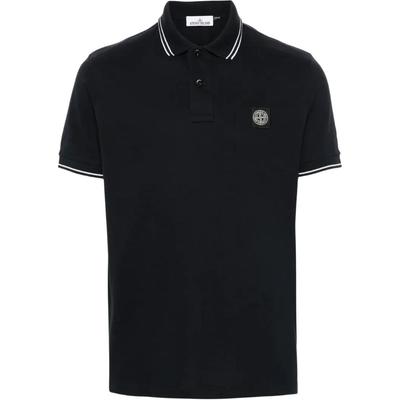 Kompas Mønster Stribet Knap Kortærmet Polo Shirt Mænd polo shirts L1S152200010S0018-V0020