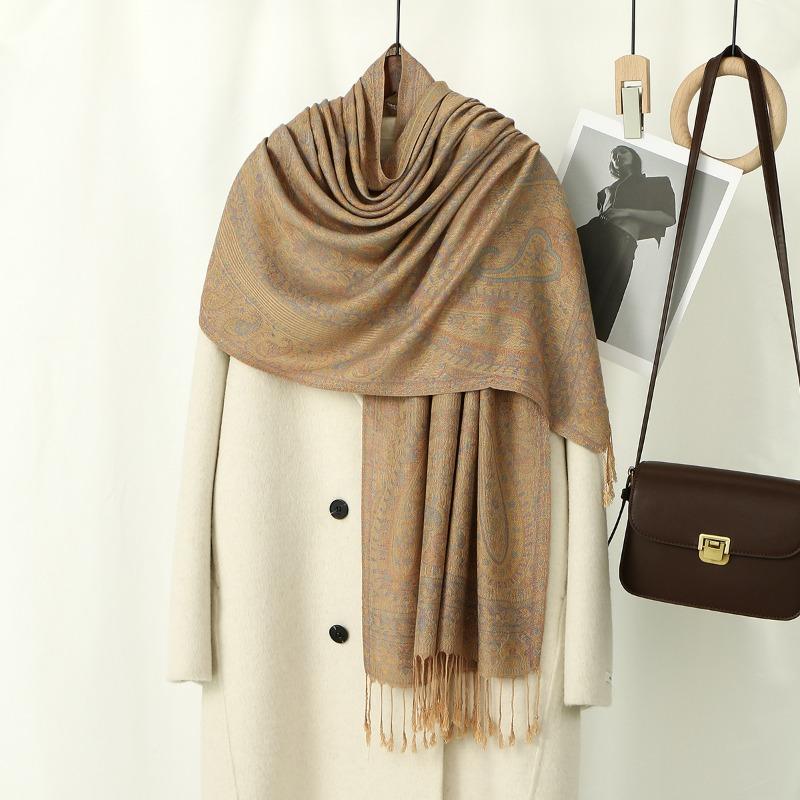 

Cahew Printe hawl Thick acuar Tael hawl Women