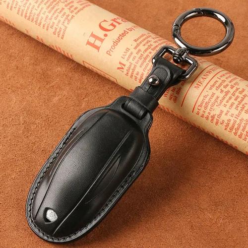 Car Sticker Tesla Fit For Tesla Model 3 S Y Model3 ModelY ModelS 2018-2023 Car Accessories Fashion Key Leather Case KeyChain Aut