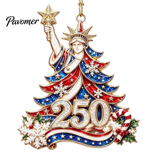 Historic 1776 to 2026 Ornament 250 Anniversary USA Christmas Ornament, United States 1776-2026 250th Patriotic Theme Party Supplies Keepsake, Acrylic