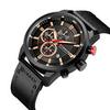 Curren 8291 Men's Multifunctional Leather Strap Watch with Six-Hand Calendar and Large Dial