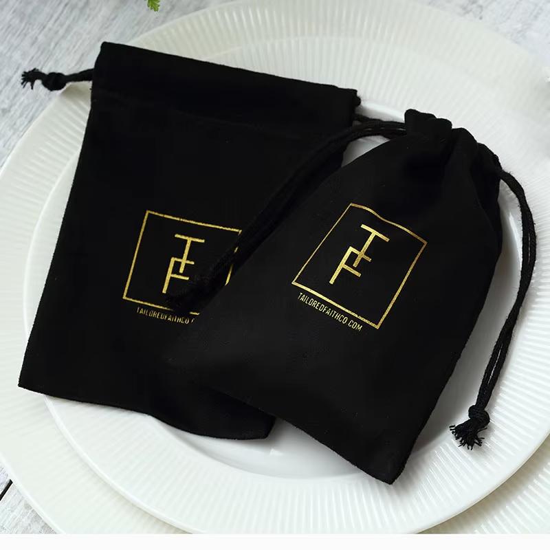 50/100Pcs Personalizd Jewelry Drawstring Flannel Bag Ring Earrings Bracelet Perfume Keychain Cosmetic Packaging Velvet Pouches