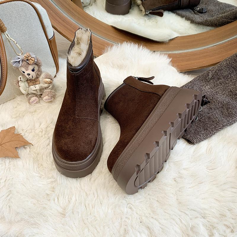 Women's soft elastic winter warm cold padded snow boots thick-soled non-slip wear-resistant outdoor leisure sports Martin cotton boots