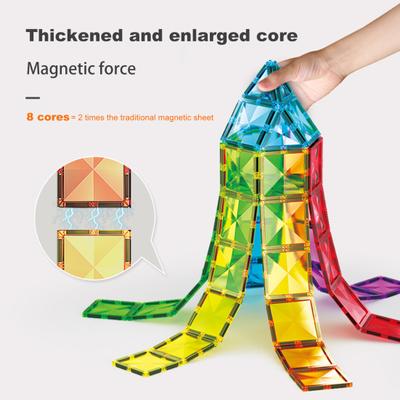 40 יח'/סט ערכת אריחים מגנטיים צבעוניים שקופים צורות גיאומטריות בלוק בנייה מגנט גן ילדים חינוכי לבנה צעצוע בנייה פעוטות בנים בנות