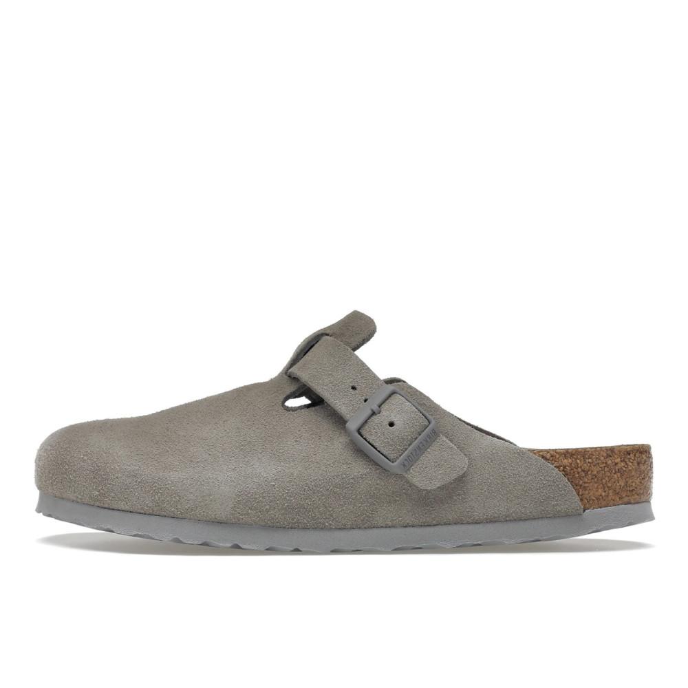 Birkenstock Boston Soft Footbed Suede Stone Coin