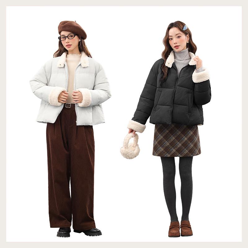 MJ STYLE Women's Stand Collar Short Puffer Jacket