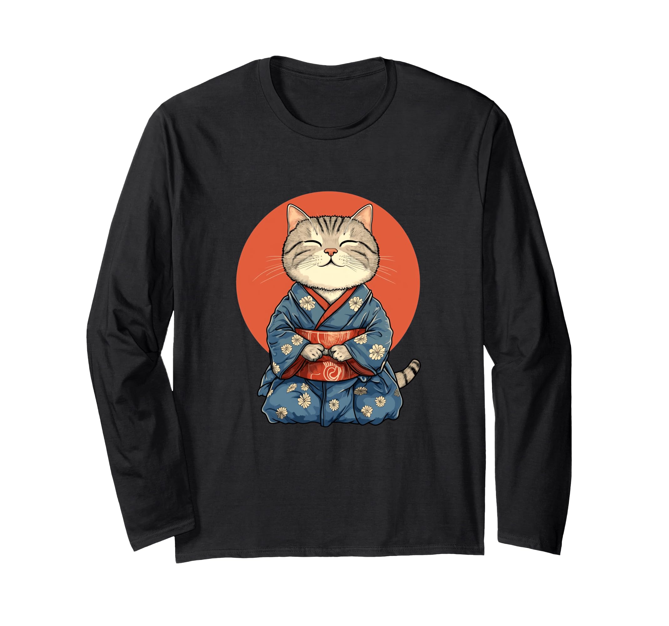 

Kimono Cat Costume Boys Girls Long Sleeve T-Shirt чорний