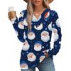 Women's Fashion Casual V-neck Pleated Christmas Long Sleeve Top