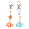 Vibrant Sea Creature Key Holder Creative Starfish Clownfish Design Resin Alloy Keyring For Everyday Use