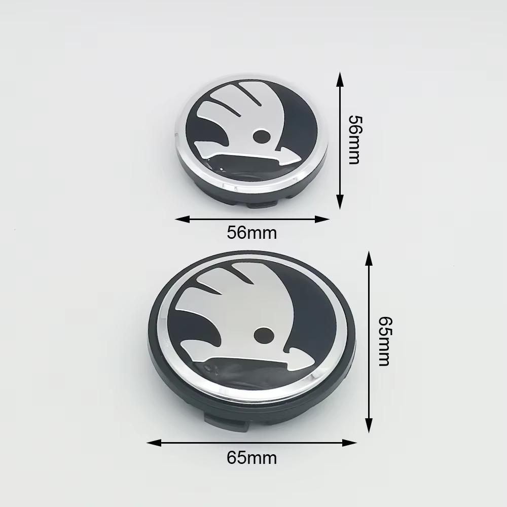 4pcs 56mm 65mm Green Black Chrome Car Wheel Center Caps for Skoda Rims Hubcaps Cover Emblem Badge Logo Auto Styling Accessories