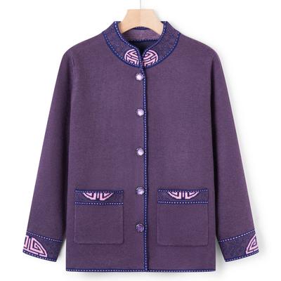 Oma Herbst Neuer Cardigan Pullover Jacke Mittelalterliche und Ältere Gestrickter Pullover Herbstkleidung