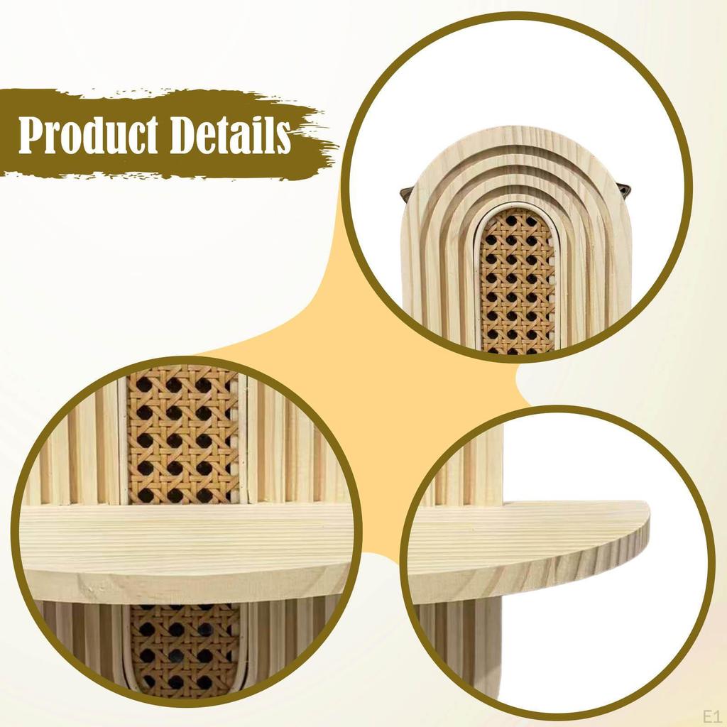 Boho Wall Shelf Wooden Floating Chic Ornament Hanging Rack Home Decoration for Bathroom Living
