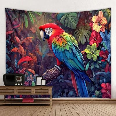 VIKAMA Jungle Vogel Wandkleed Psychedelisch Bos Muurdecoratie Exotische Vogel Decoratie Geschikt voor Slaapkamers en Yogastudio's