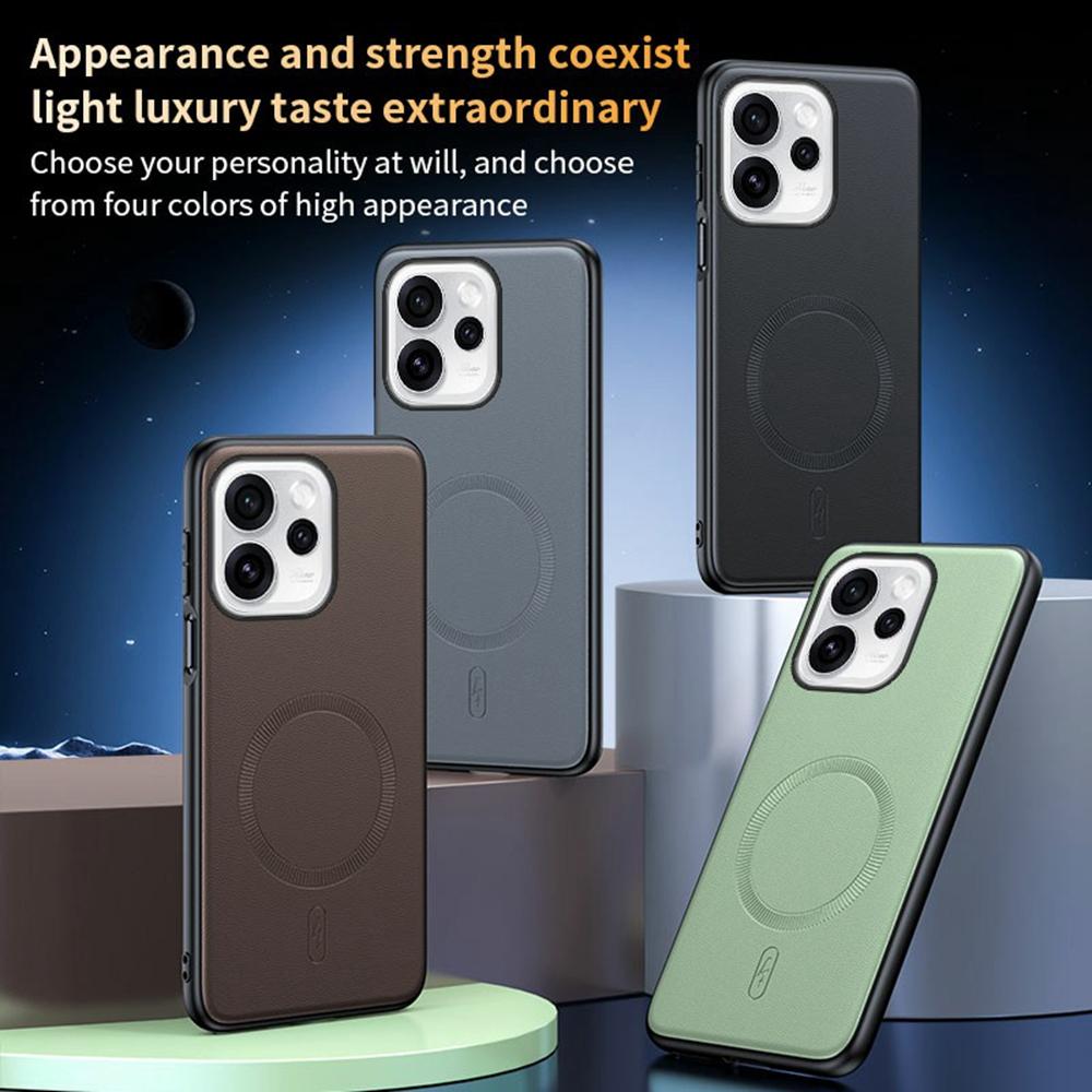 Dla Oppo Reno15 5G (Światowy)/Reno15c 5G (Chiny) Magnetyczne Etui Pokryte Skórą TPU + PC Pokrowiec na Telefon