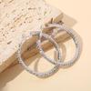 European & American High-End Diamond Ear Cuff Earrings Set - Women's Simple Circle Design (3 Pairs: Large, Medium, Small)