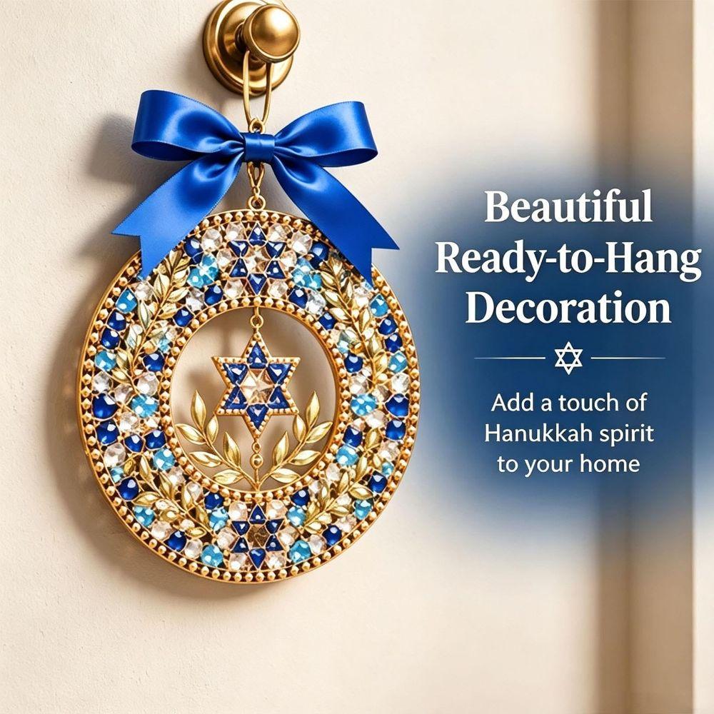 Mosaic Tiles DIY Hanukkah Mosaic Wreath Kit Ribbon Bow Star of David Wreath  Mosaic Art Kit