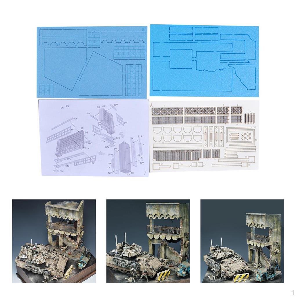 1/35 DIY Assembly Building Model Kits Wooden Puzzle Architecture Scene Collection for Accessory