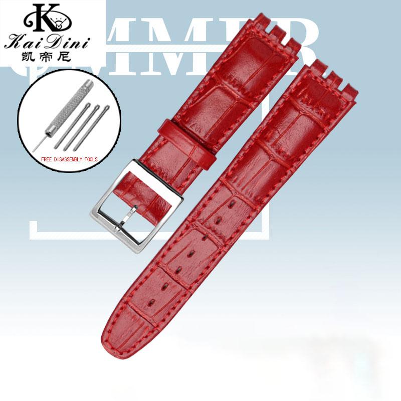 Cinturino per Orologio in Pelle di Mucca da 17 mm 19 mm per SWATCH Braccialetto Originale in Pelle di Mucca Uomo Donna Impermeabile Sportivo Cinturino di Ricambio