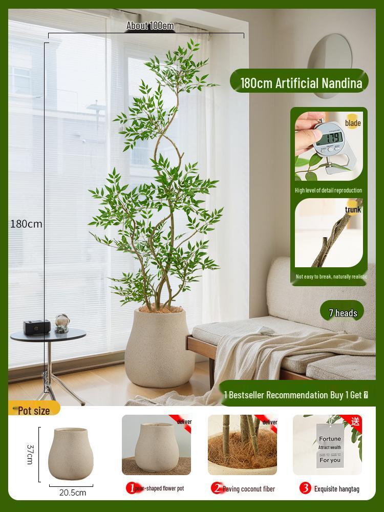 Nandina Bionics Artificial Tree: Elegant Indoor Decor, Large Potted Floor Plant