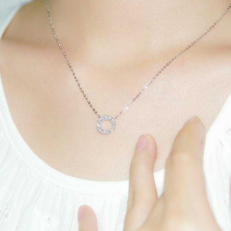 Ladies' Circular Pendant Necklace, Sparkling Design, Minimalist Circular Jewelry, Birthday Gift