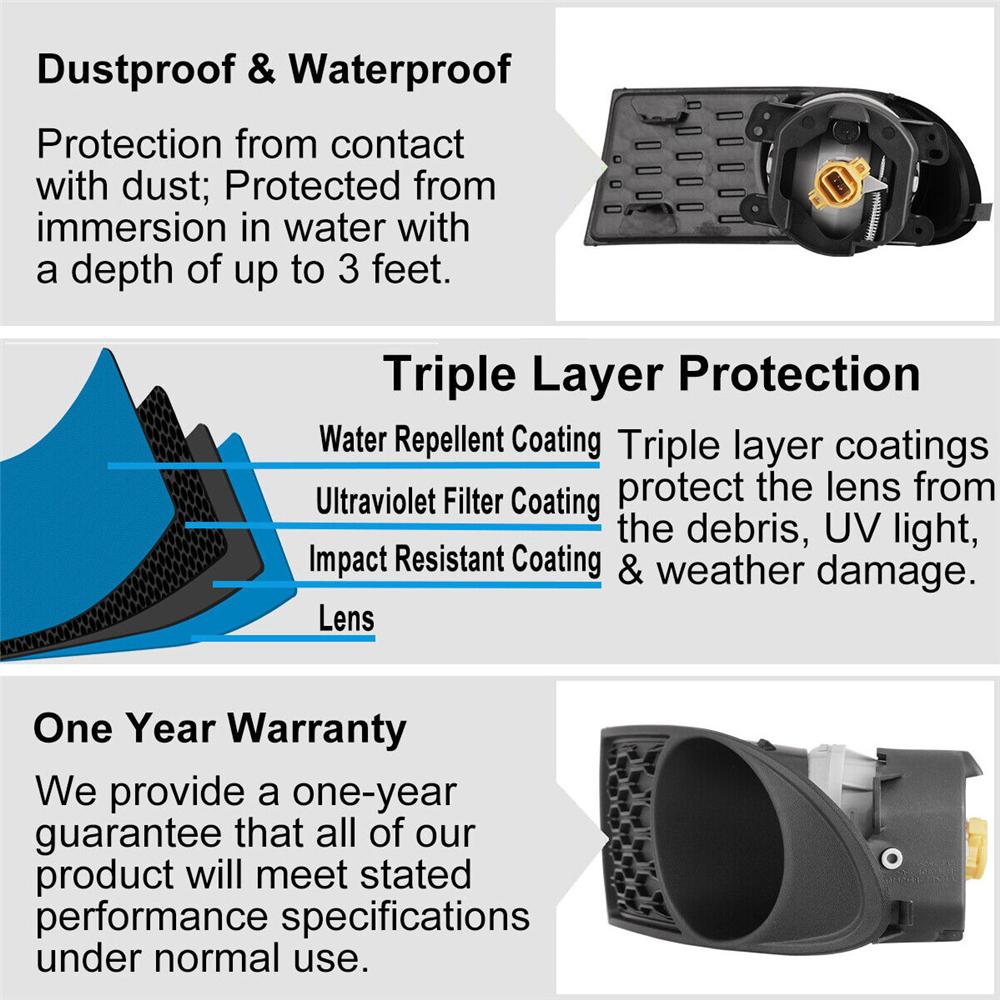 2Pcs Bumper Fog Light with Trim Cover Wiring Bulbs For Dodge Journey 2010-2020