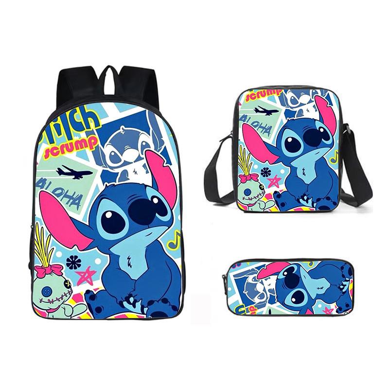 Stitch Cartoon Backpack For Kids Oxford Fabric Waterproof School Bag With Breathable Straps