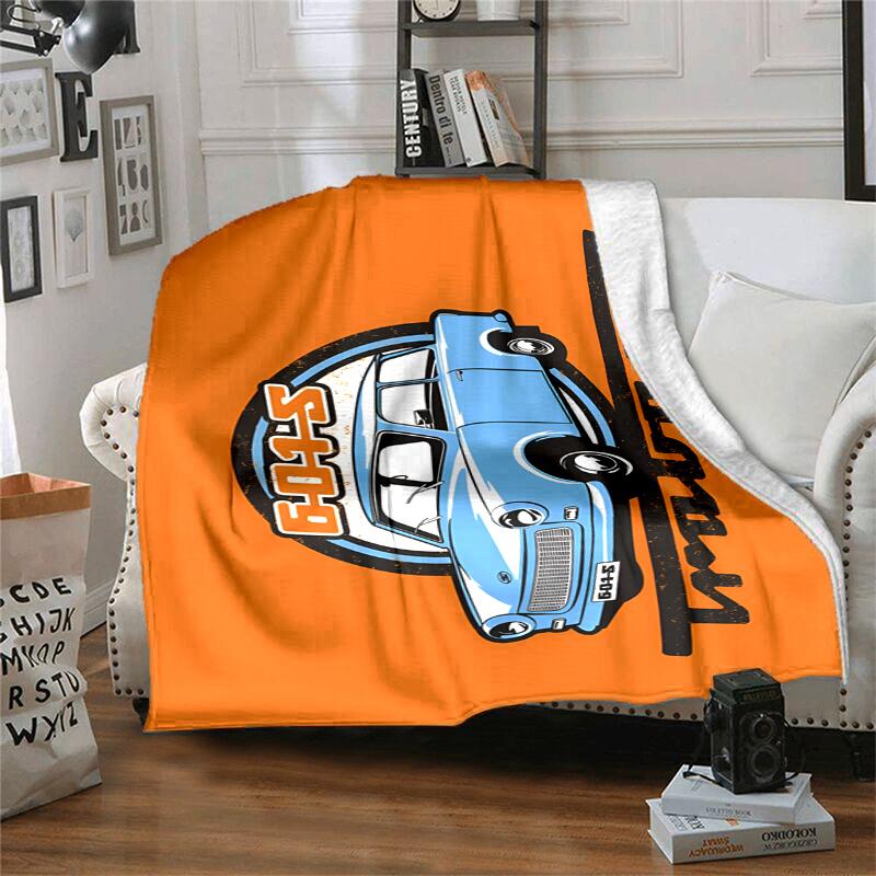 Trabant 601 Flannel Blanket Soft Warm All-Season Throw, Design for Camping, Car Travel, Hiking Sofa, Bed, Office Perfect Gift for Parties