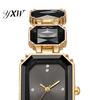Date Night Uhr für Damen Armband Quarz Funkelnder Strass Rechteckiges Zifferblatt Faux Diamant Armbanduhr Elegante Schmuck Uhr