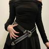 [Lamerry] Studded Belt Western Belt Double Strand Y2K American Casual 105cm Men's Women's Black