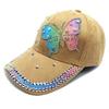 Modern Rivet Studded Baseball Cap With Rhinestones Butterfly Detail Adjustable Long Brims Sun Hat For Women Daily Outfit