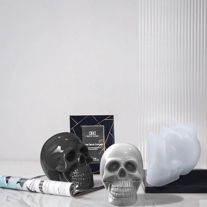 1 Pcs DIY Silicone Resin Casting Mold 3D Skull Head Halloween Epoxy Craft Mould Tool Silicone Molds For Resin