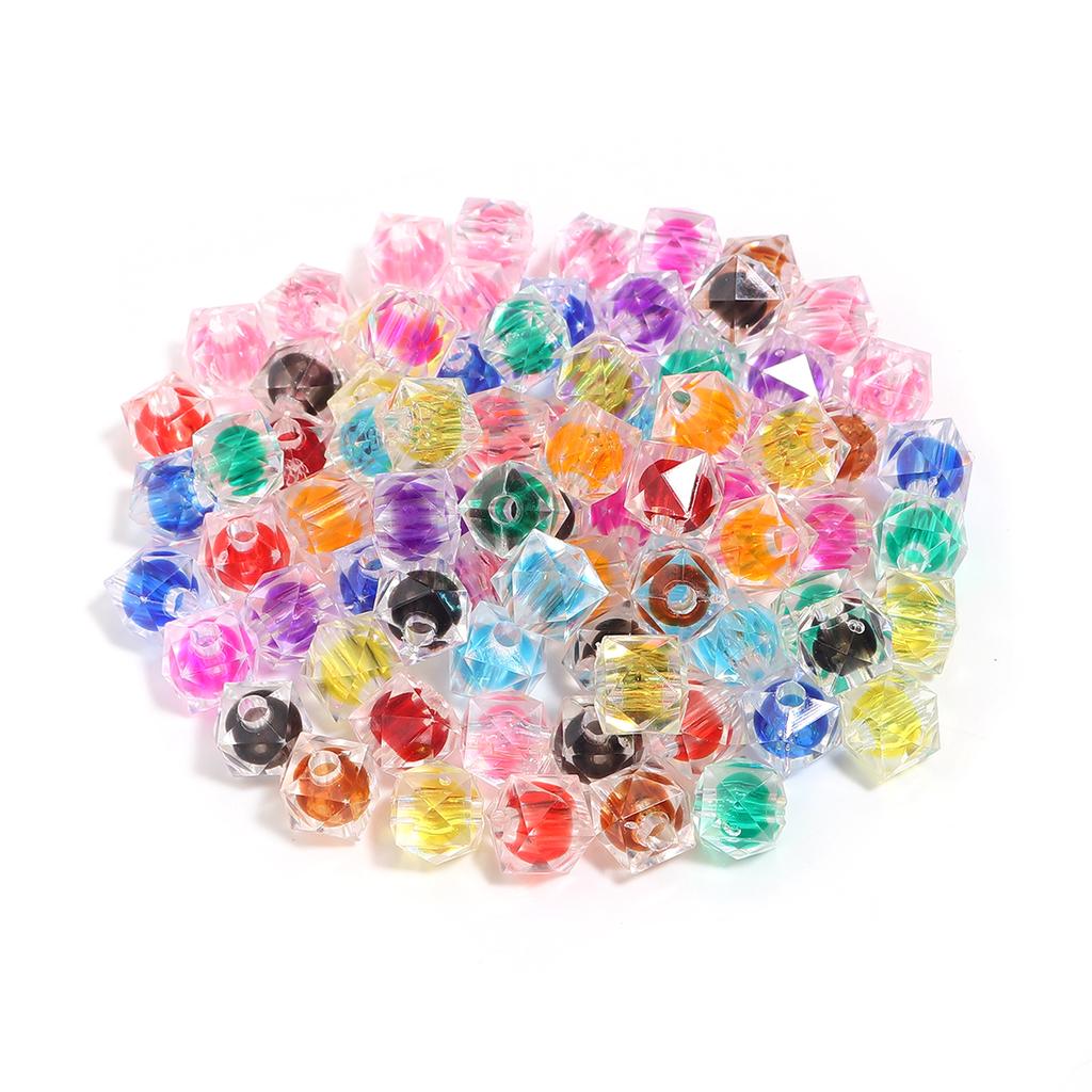 100-200pcs 8/10mm Acrylic Rhombus Beads Colorful Faceted Loose Beads For DIY Jewelry Making Bracelets Phone Chain Accessories