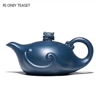 410ml Chinese Yixing Purple Clay Teapot Large Capacity Tea Pot Famous Handmade Raw Ore Azure Mud Kettle Customized Zisha Tea Set