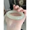 Natural Greenish-White Jade Bangle for Women, Wide Mutton Fat White Hetian Jade Bangle, Treated Jade