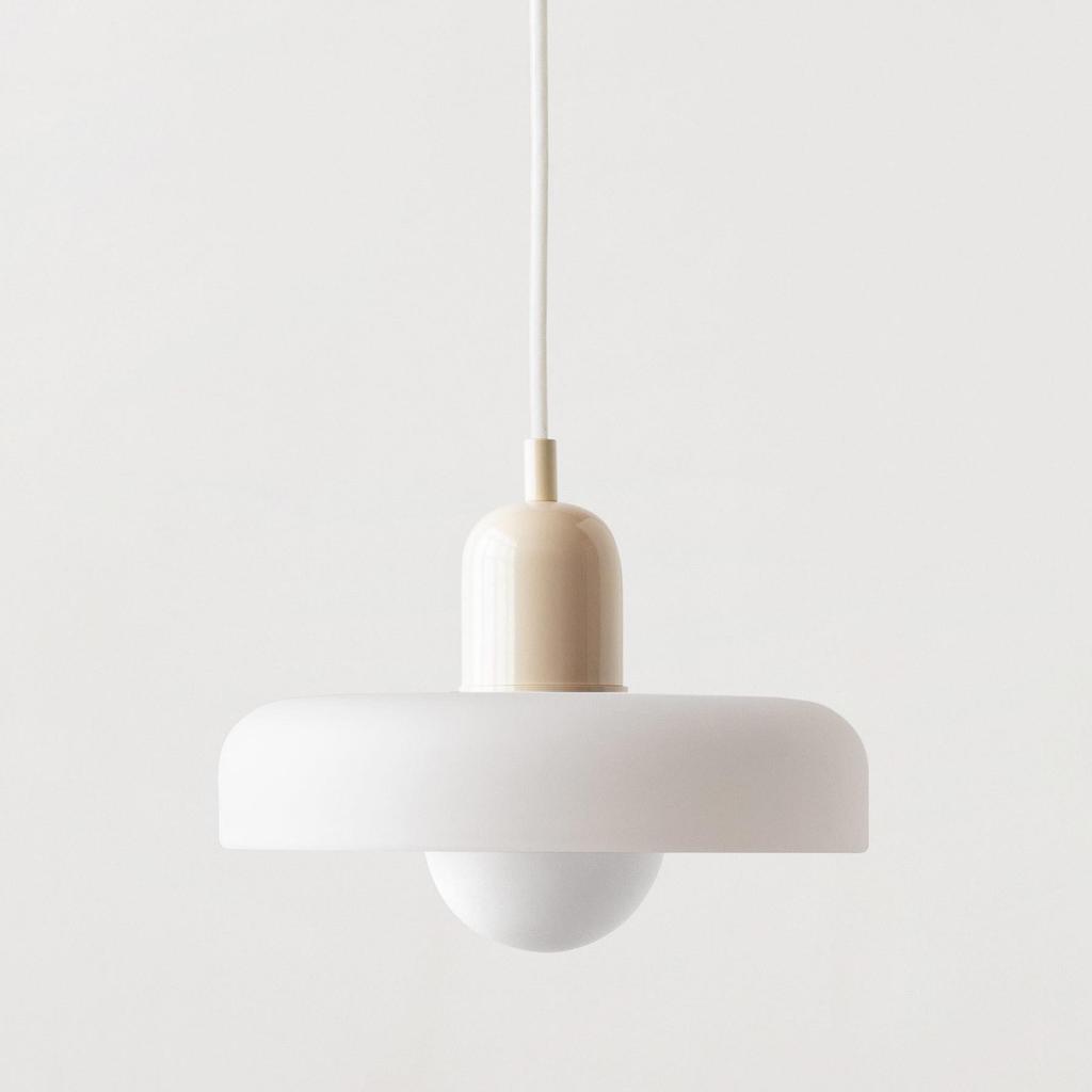 Danish Mid-Century Cream Green Retro Glass Chandelier for Restaurants & Bars