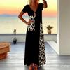 Women Plus Size V Neck Short Sleeve Maxi Dress Camouflage Print Loose Casual Summer Beach Long Dress