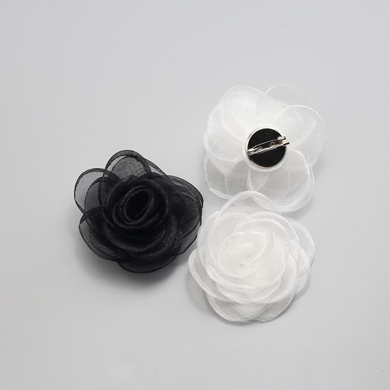 Hand-sewn Floral Camellia 3D Applique Brooch Patch for Clothing Decoration