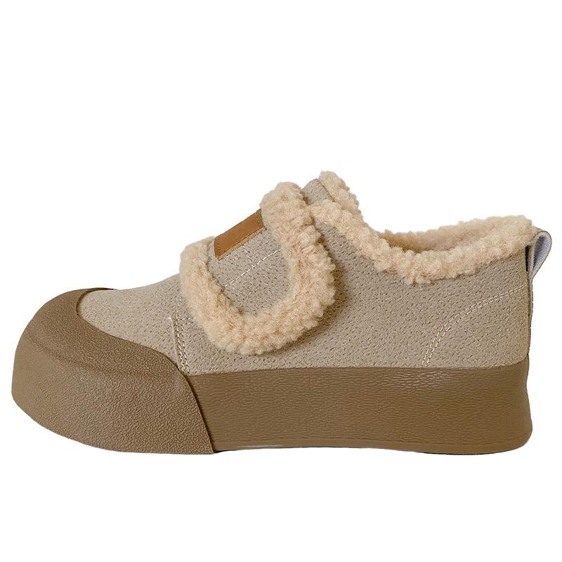 

BE-6801 хлопковые туфли женские туфли зимние бархатные на липучке Boken туфли 2024 новые термоботинки ретро нишевые 40 бежевый