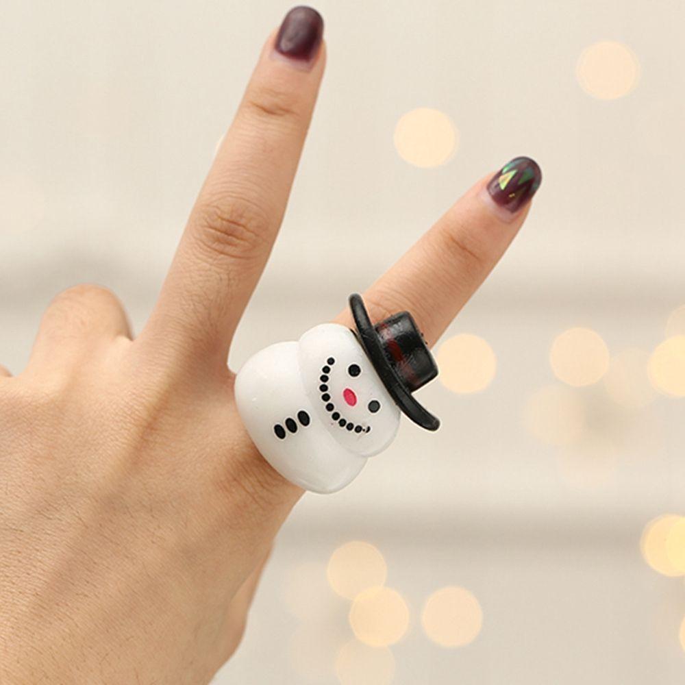 Tree Santa Claus Snowman Christmas Gift Glow Rings Cartoon Ring Fashion Jewelry Christmas Rings